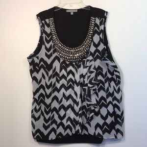 NY Collection XL Blouse sleeveless silver studs